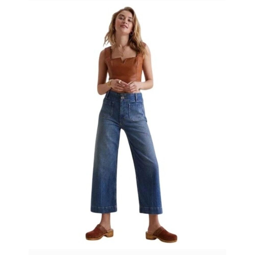 Pilcro and the Letterpress High Rise Wide Leg Patch Pocket Jeans‎ Blue 25